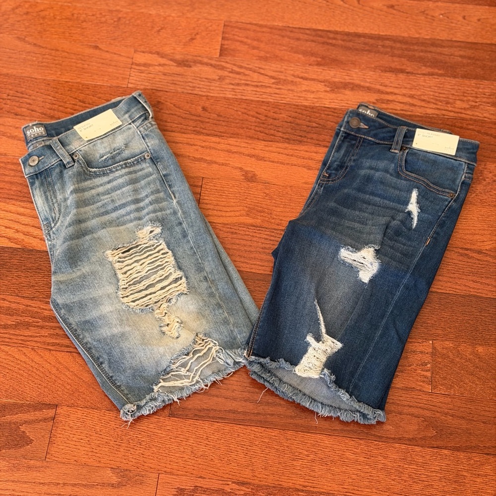 New York & Company Bowery Distressed Denim Shorts